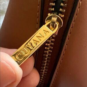 Cuyana Tan Leather Bag with Gold Accents